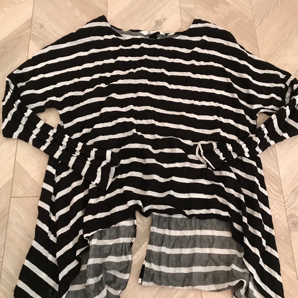 Bb Dakota Striped Open Back Long Sleeve Top Small